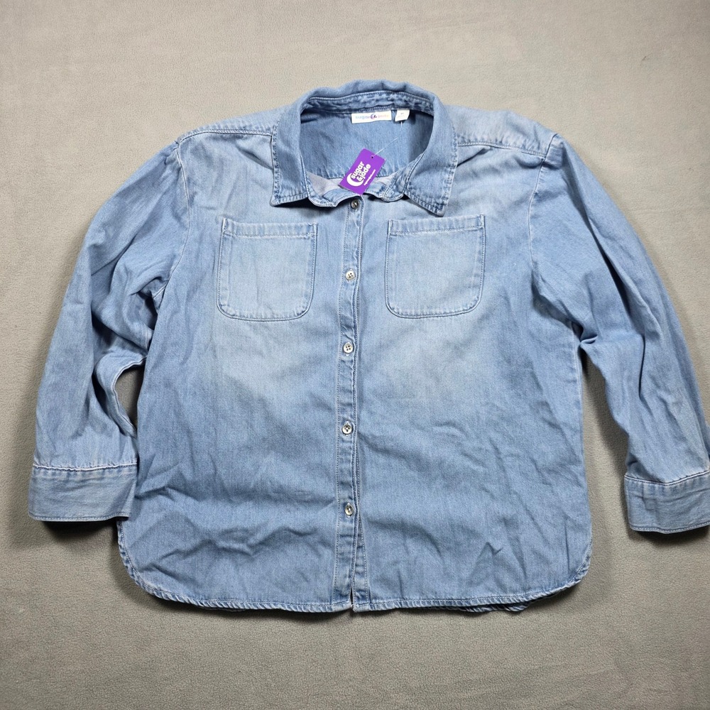 Sugar & Jade Shirt Girls Extra Large Light Blue Light Wash